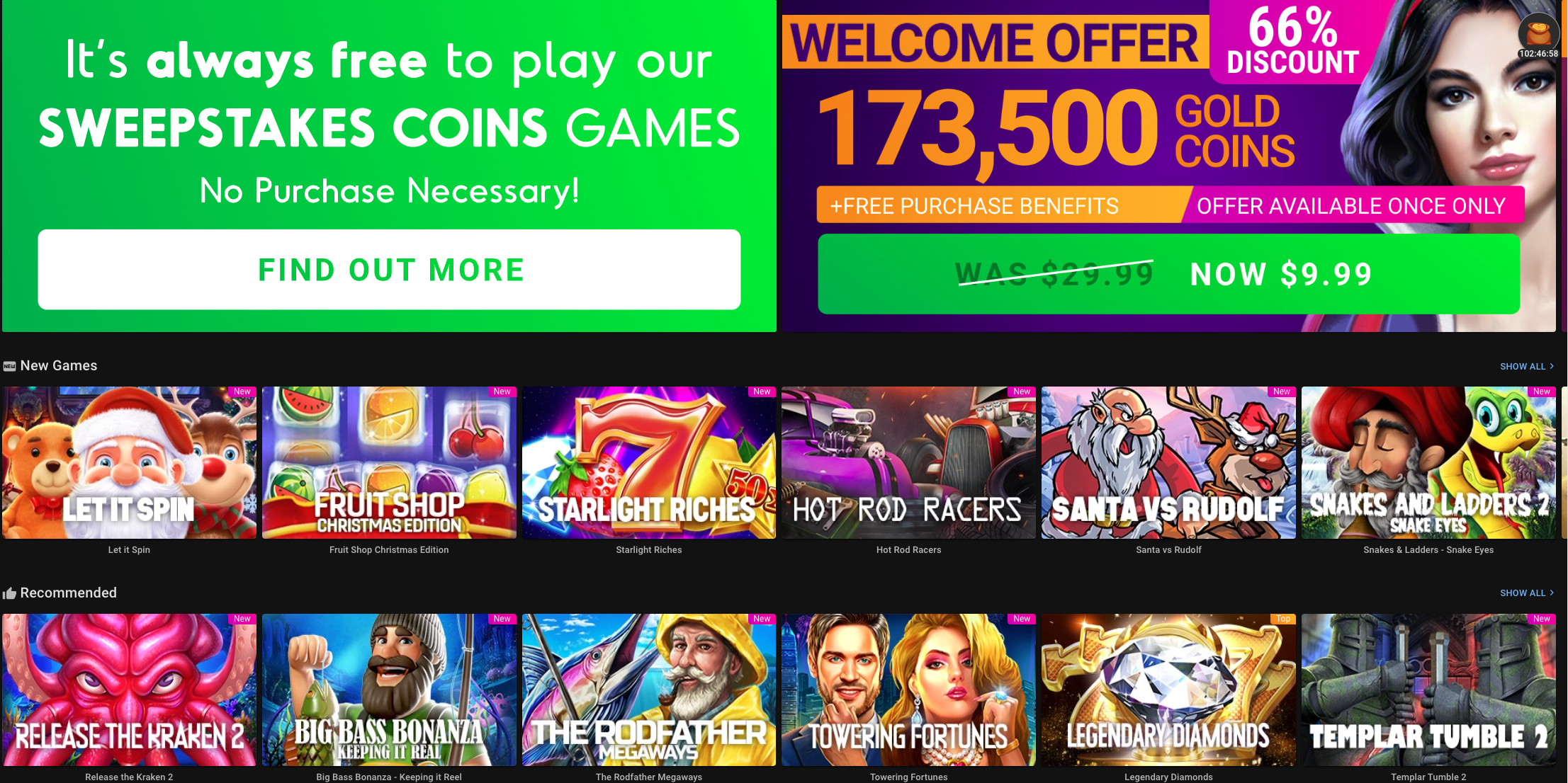 Pulsz Casino Welcome Page 